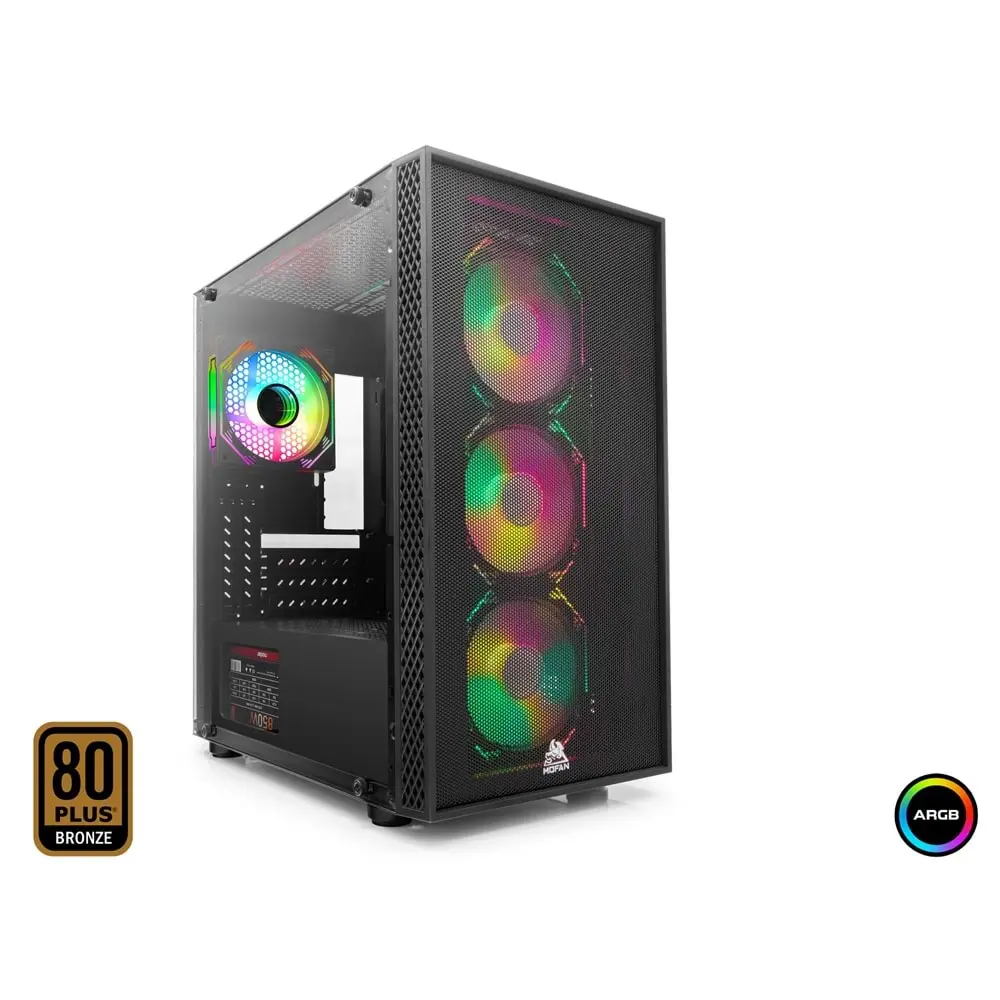 MOFAN MF2900B PC Gaming Kasa BETA 3 Seri 80 Plus 850W Power Supply 4x ARGB Fan Siyah