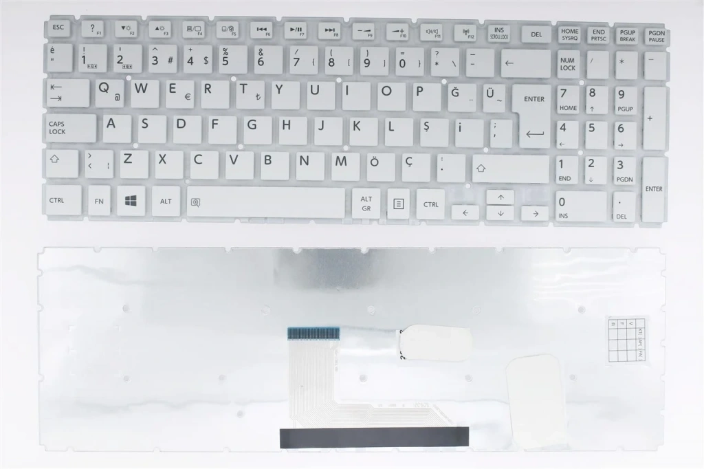 Retro NBKL893W, NBKL0893W Toshiba Notebook Klavye - Tuş Takımı / Beyaz - TR