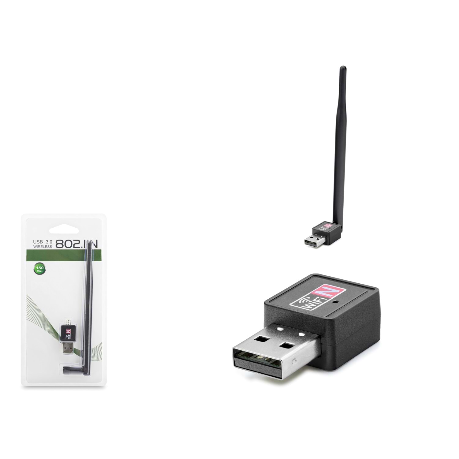PIXLINK UW02T USB WiFi Adaptörü 150 Mbps 2.4 GHz Siyah