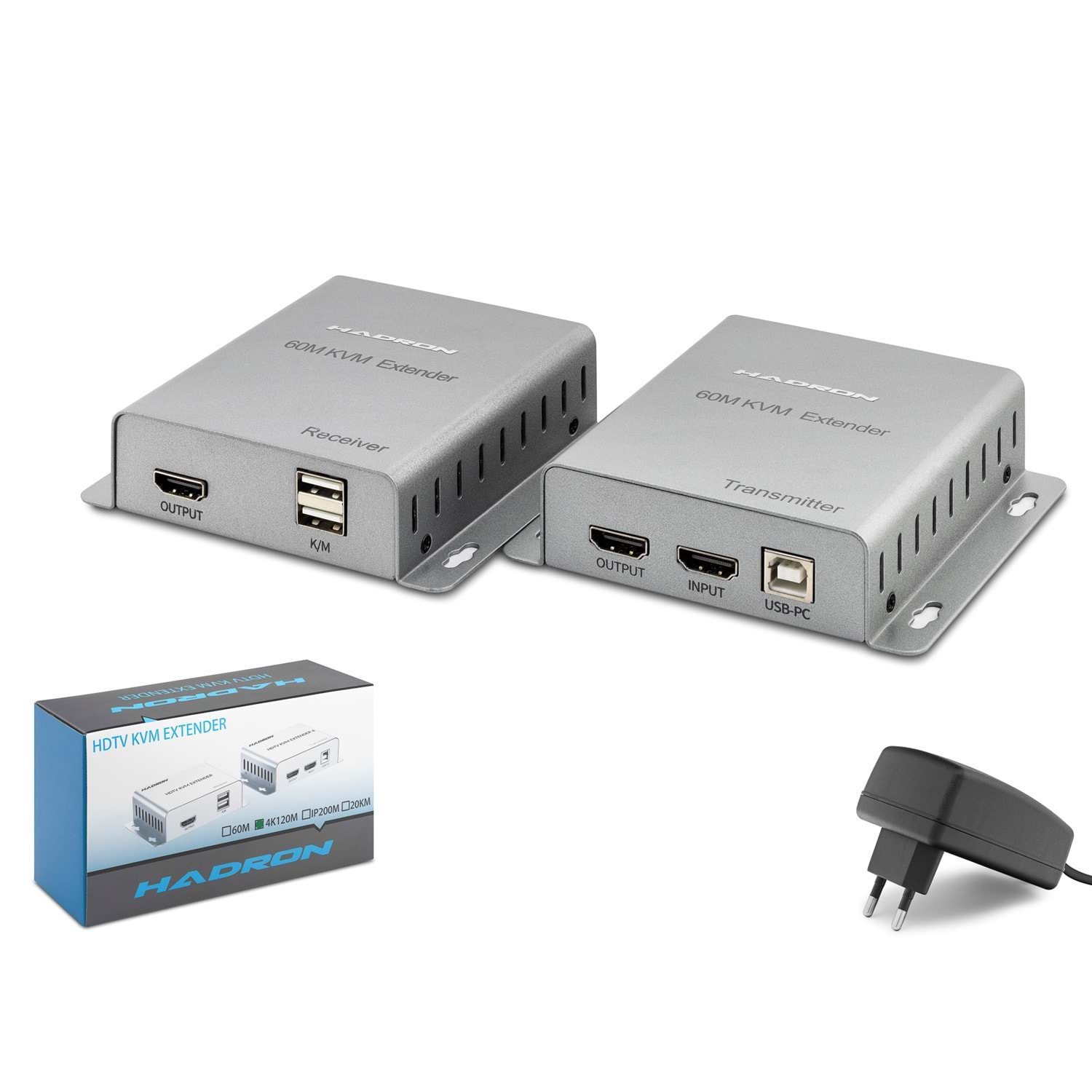 HADRON HDX1355 HDMI KVM Extender 1080P 60 m - Gümüş