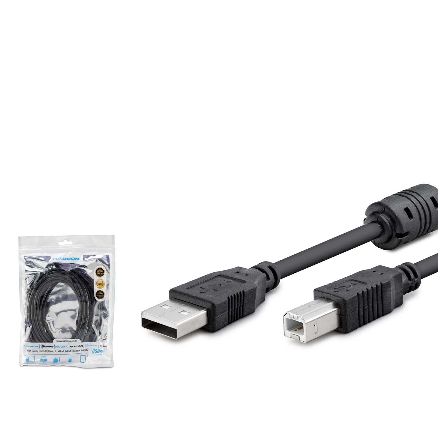 HADRON HDX7507 USB Printer Kablosu 5 m Siyah