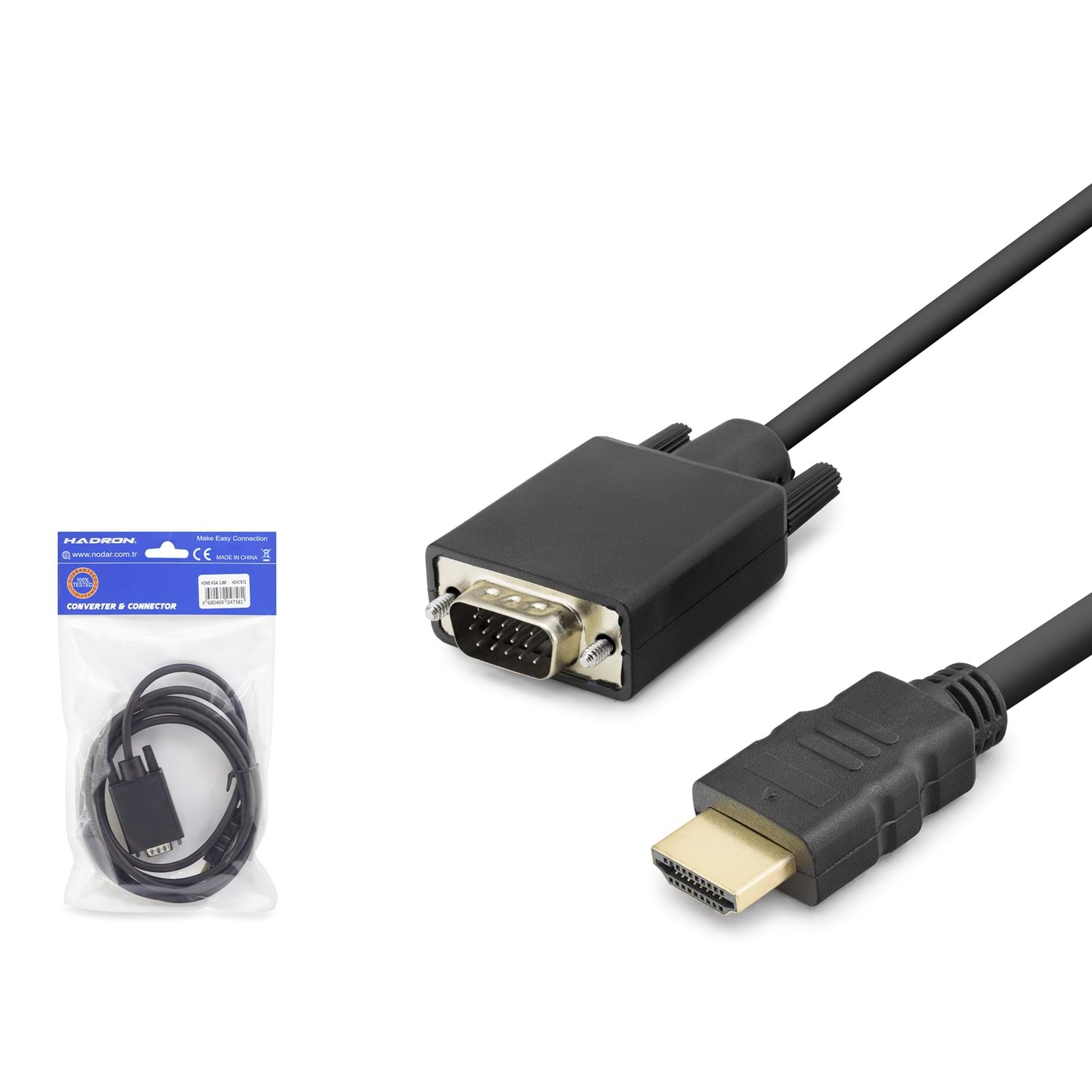 HADRON HDX7795 HDMI to VGA Görüntü Kablosu 1080p 1.8 m - Siyah