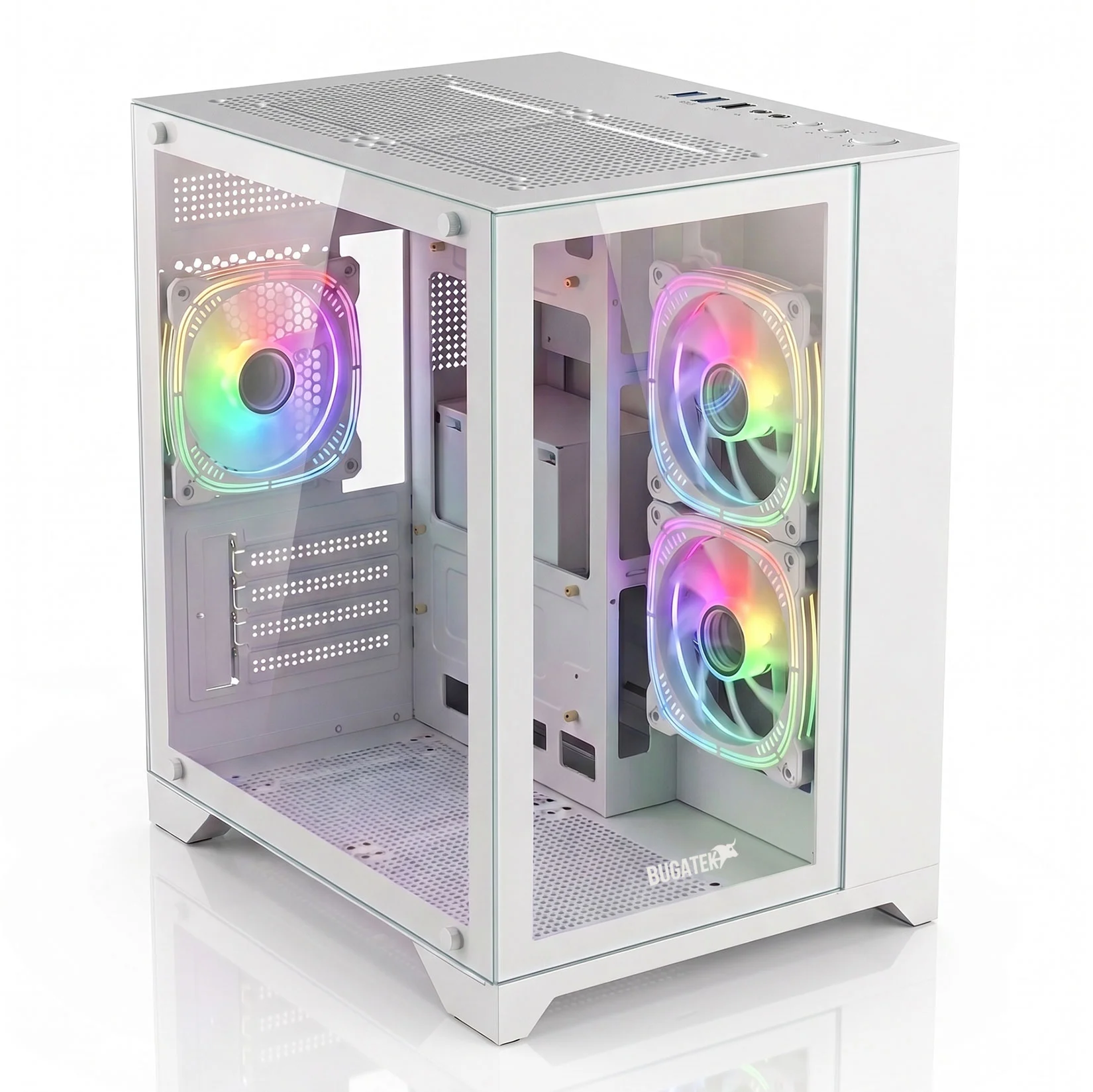 BUGATEK AY-BUKE M-ATX RGB Temperli Cam Beyaz Gaming Bilgisayar Kasası