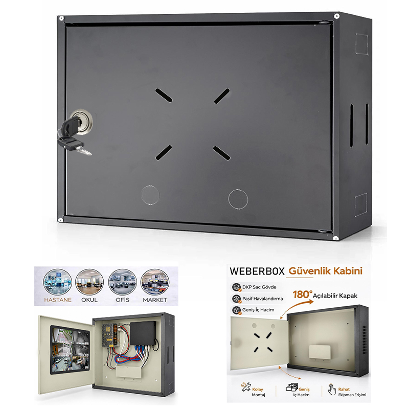 Dvr Nvr Kabin Pano Kabinet Gri 0.70mm 36x46x11 Kilitli WeberBox WB-PRO4611KS