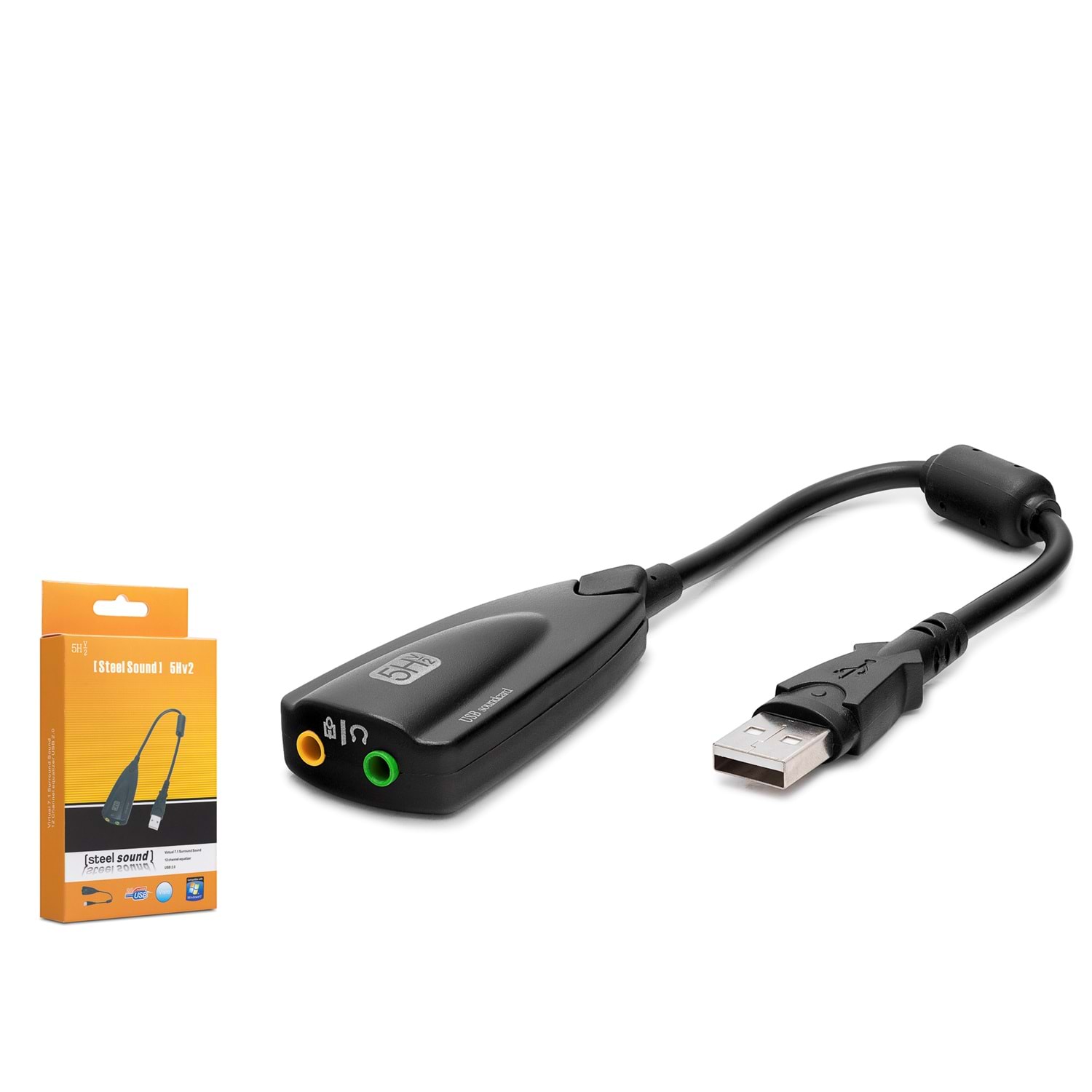 HADRON HDX5254 USB Harici Ses Kartı 7,1 5Hv2-Siyat