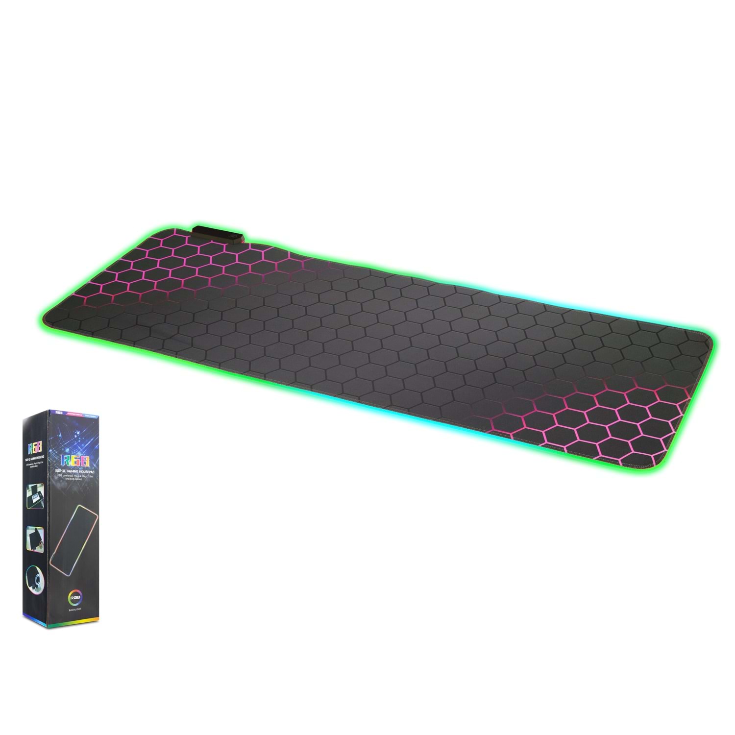 HADRON ZR1002 RGB Mouse Pad 300 x 800 mm Kırmızı Petek