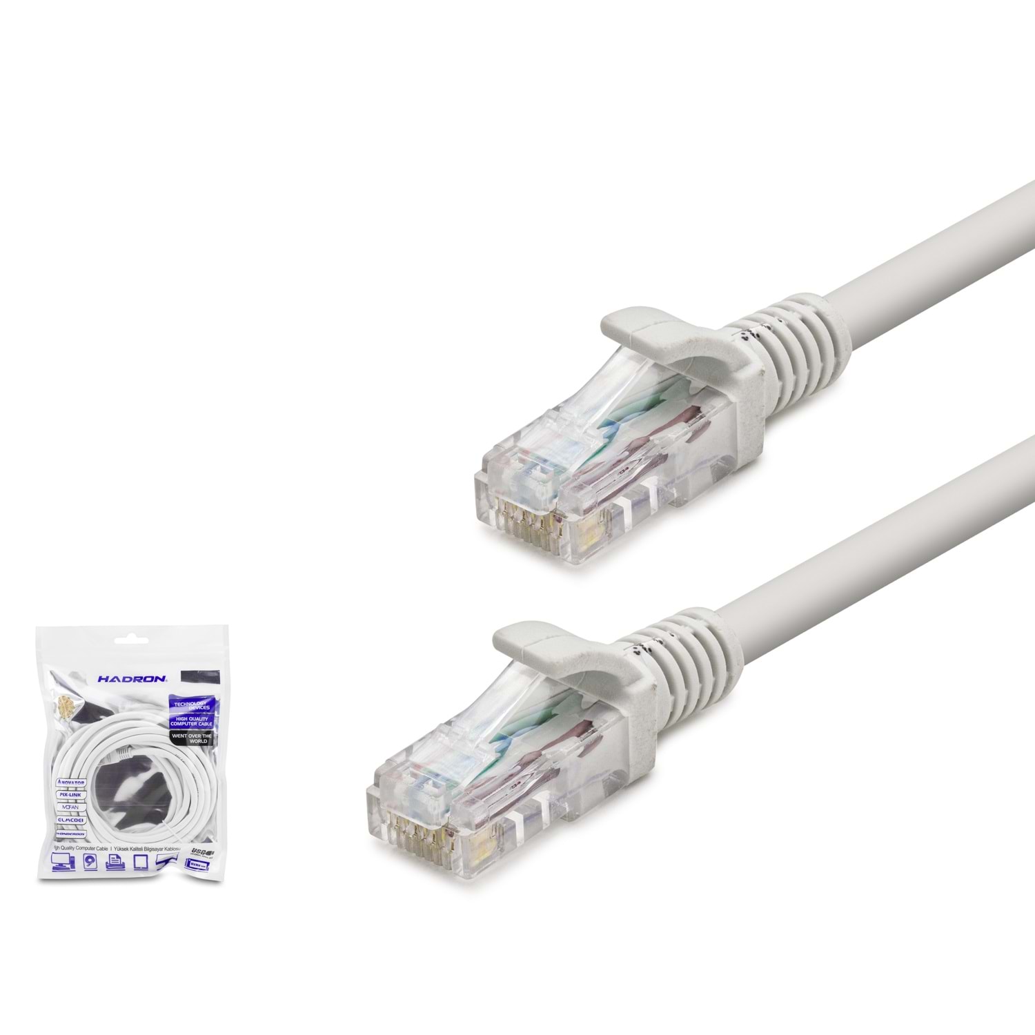 HADRON HDX5002 Cat6 Ethernet Patch Kablosu 1 Gbps 250 MHz 5 m Gri