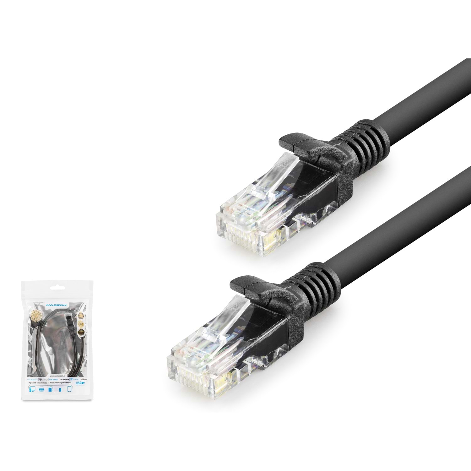 HADRON HDX5068 Cat6 Ethernet Patch Kablosu 1 Gbps 250 MHz 60 cm Siyah