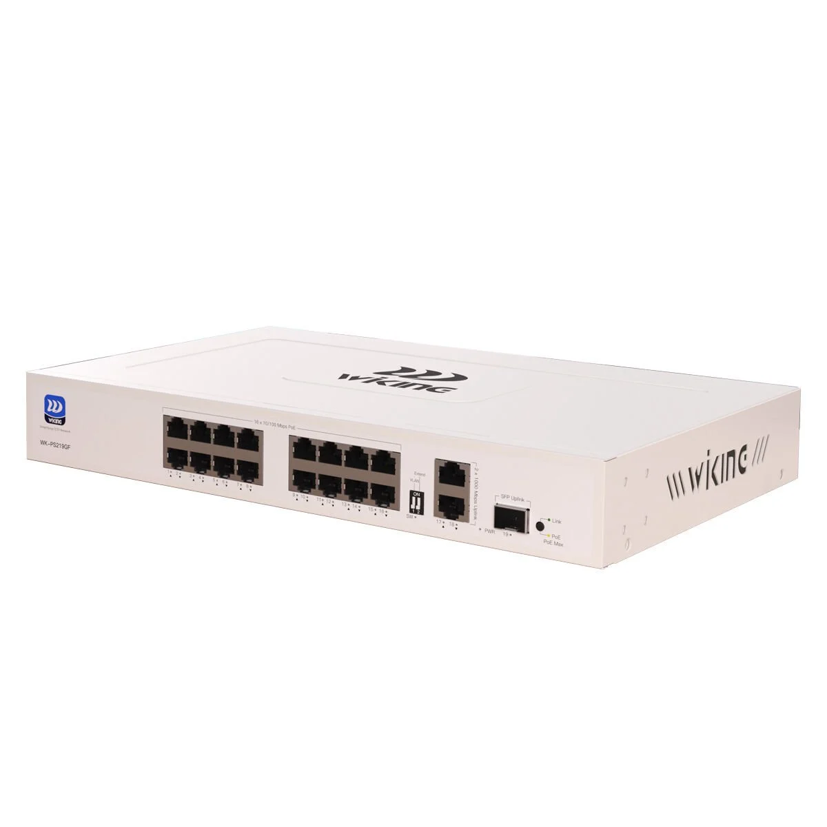 WI-TEK WIKING WK-PS219GF 16 PORT 10/100 16 PORT POE 2XGE UPLINK+1SFP 180W YONETİLMEZ RACK MOUNT SWIT