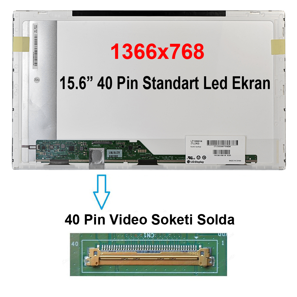 EKR-38-00398 B156XW02 V.2 15.6 Ekran 40 Pin Standart Led Panel 1366x768 HD SOL