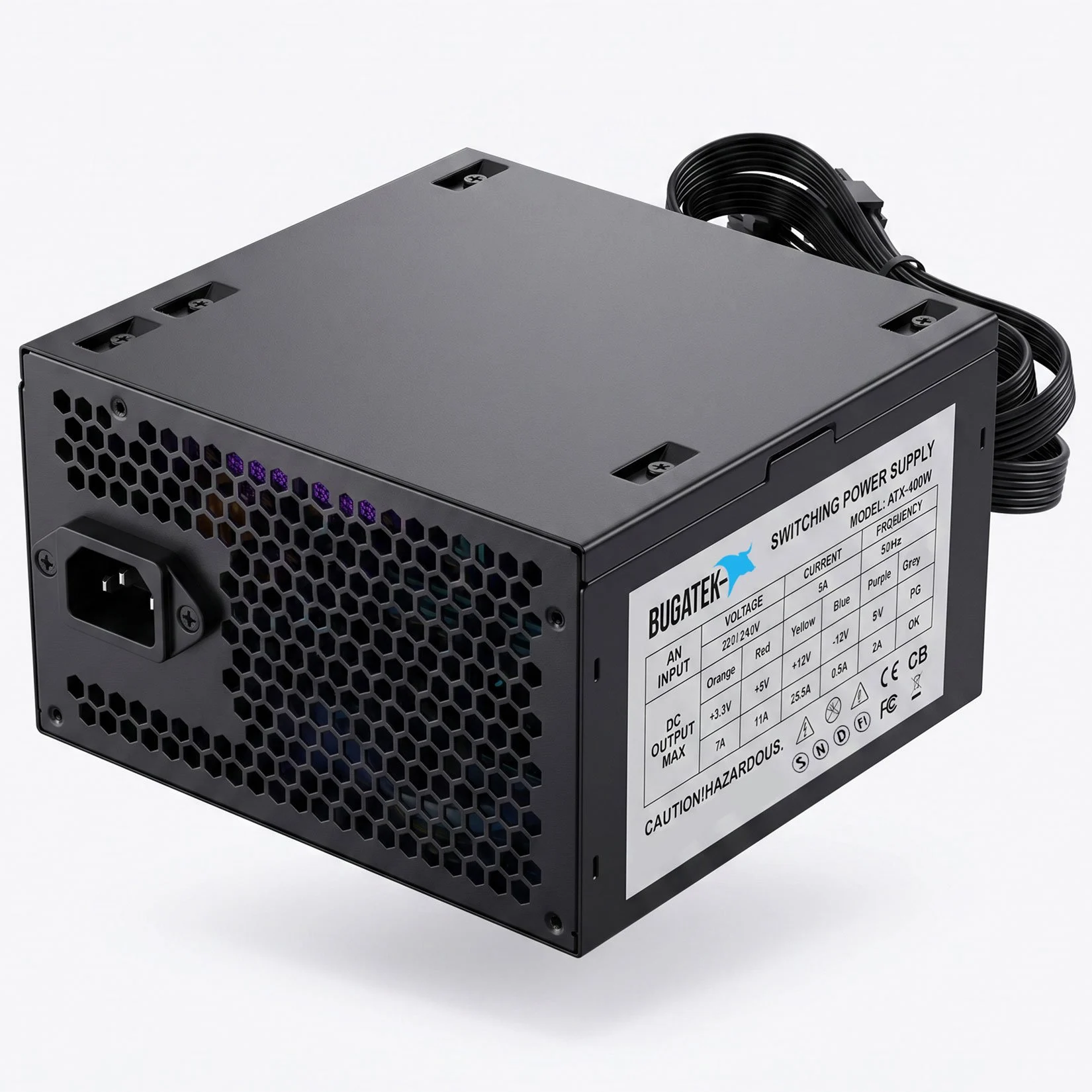 Bugatek BGPWR 400 W 12cm ATX 3 adet SATA 8+8 Pin Power Supply