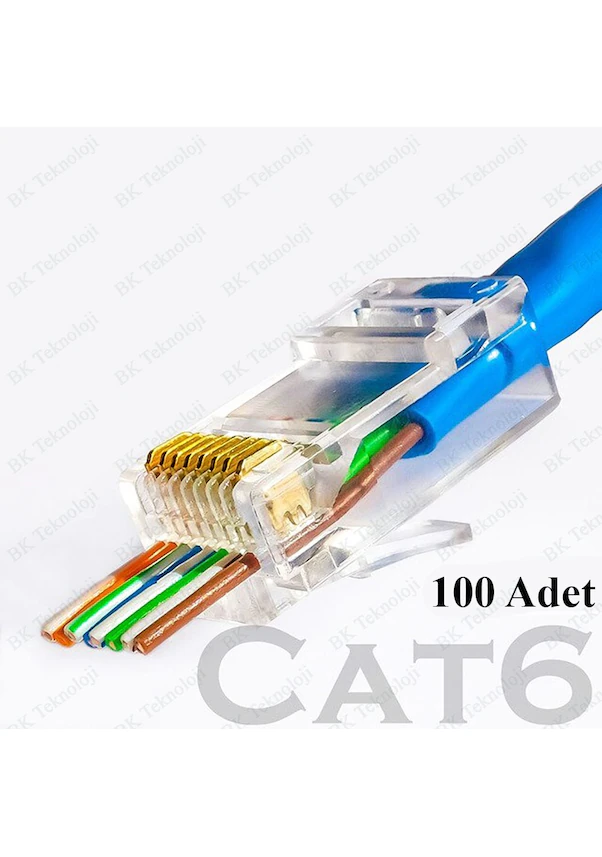 Apronx CAT6 RJ-45 Yeni Nesil Delikli 100 Paket Kon