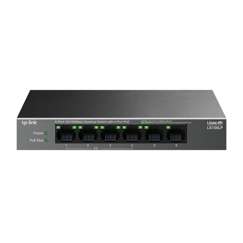 TP-LINK LS106LP 10/100Mbps PoE 6 Switch Siyah