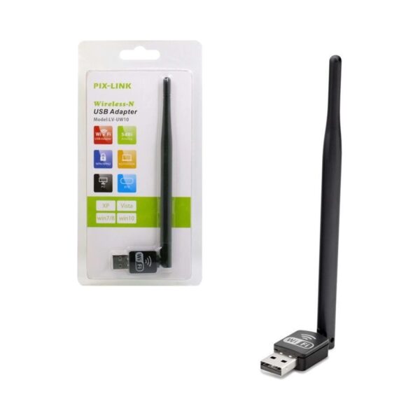 Pix-Link LV-UW10 Wifi Anten Adaptör 150Mpbs 5Dbi Uydulara Uyumlu